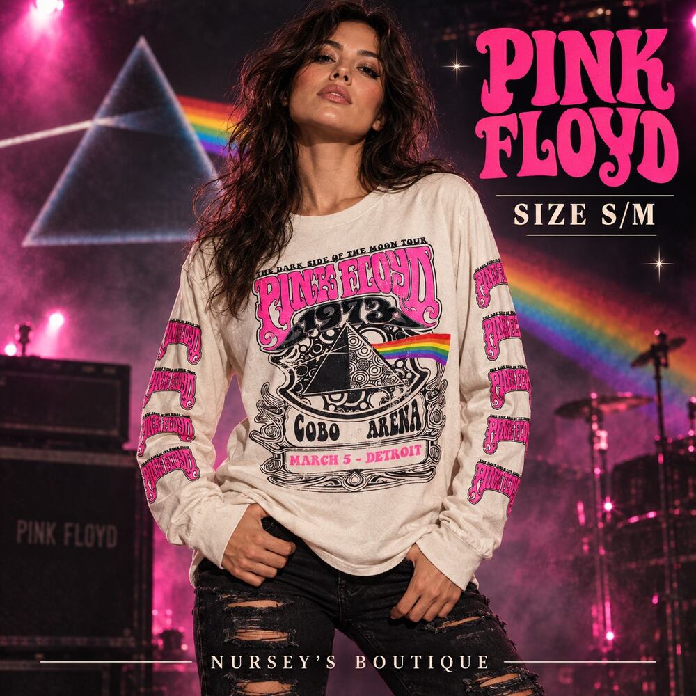 Pink Floyd Dark Side 1973 Cobo Arena Long Sleeve Tee S/M NWOT